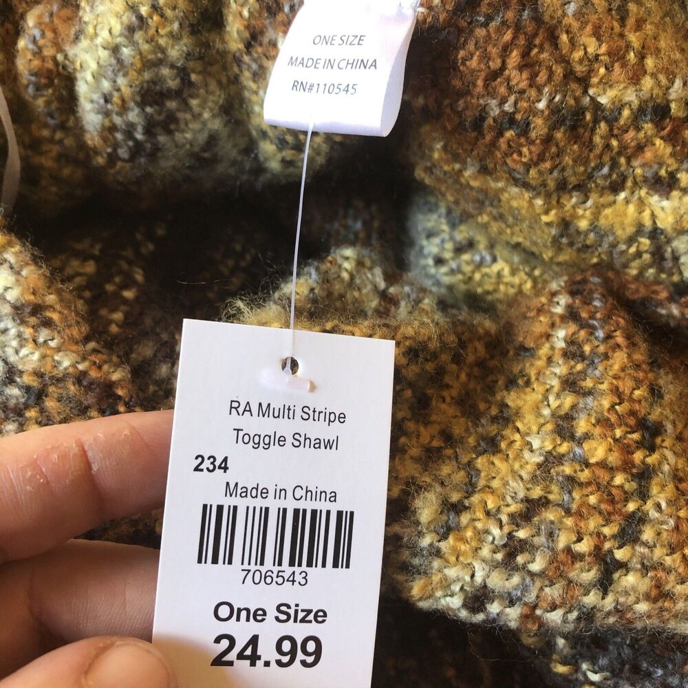 Womans One Size Multi Color Toggle Shawl - Picture 4 of 4